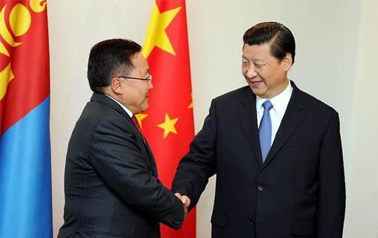 去年9月12日，国家主席习近平在比什凯克会见蒙古国总统额勒贝格道尔吉。